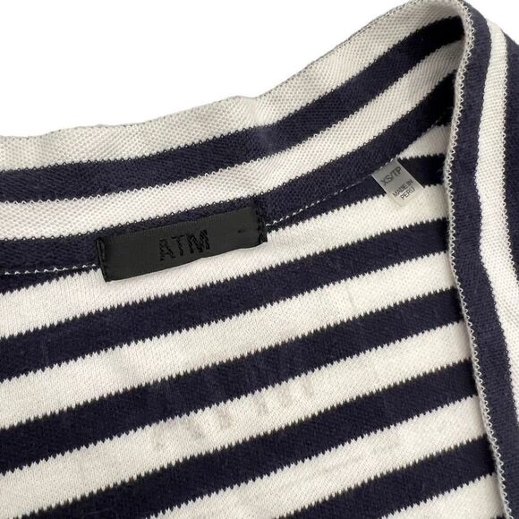 ATM Black & White Striped XSmall V-Neck Short-Sleeve T-Shirt Cotton Dress - Picture 3 of 8